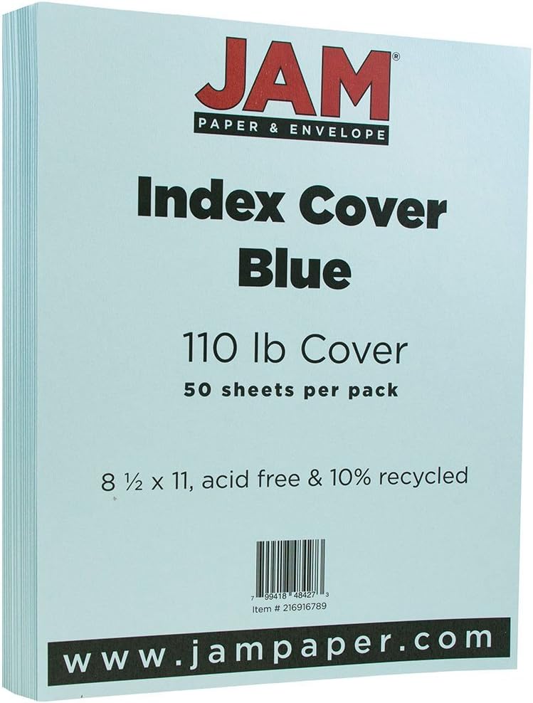 JAM PAPER Vellum Bristol 110 lb (241 GSM) Cover Card Stock - Letter 8.5 x 11 - 50 Sheets