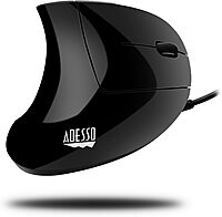 Adesso iMouse E1 Wired Vertical Ergonomic Illuminated Optical 6-Button USB Mouse - Glossy Black, Right-Handed