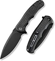 CIVIVI Folding Pocket Knife- Praxis Flipper Liner Lock Knife, 3.75" Black Stonewashed Blade with Micarta Handles, Reversible Clip for Everyday Carry Outdoor Use C803G Black Micarta