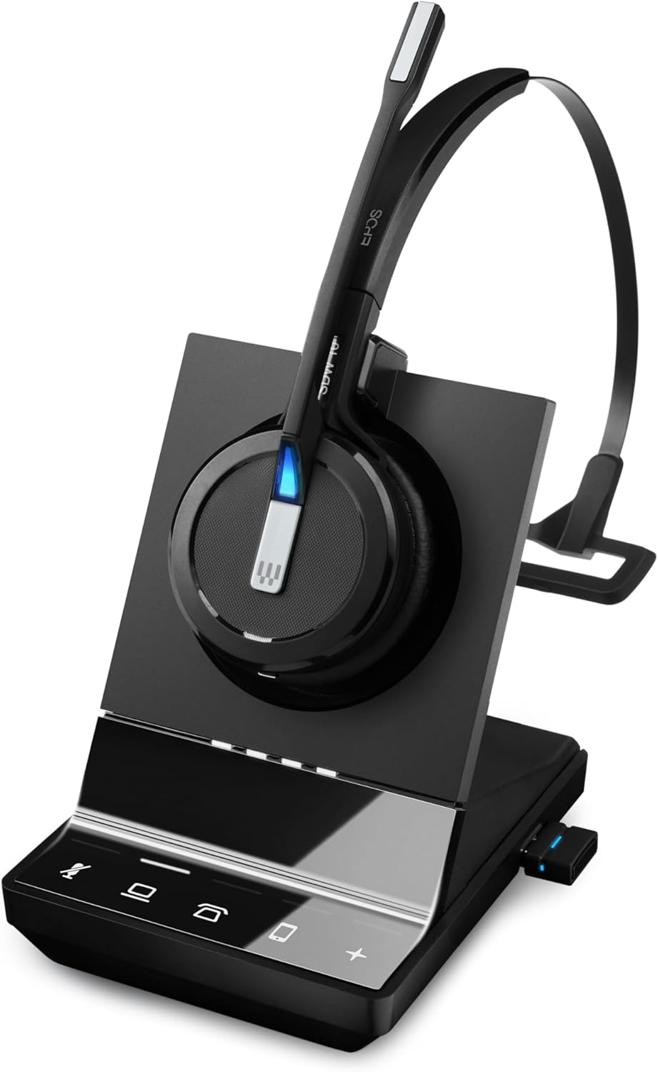 Sennheiser SDW 5016 (507016) Single-Sided Wireless DECT Headset for Desk Phone Softphone/PC& Mobile Phone Connection Dual