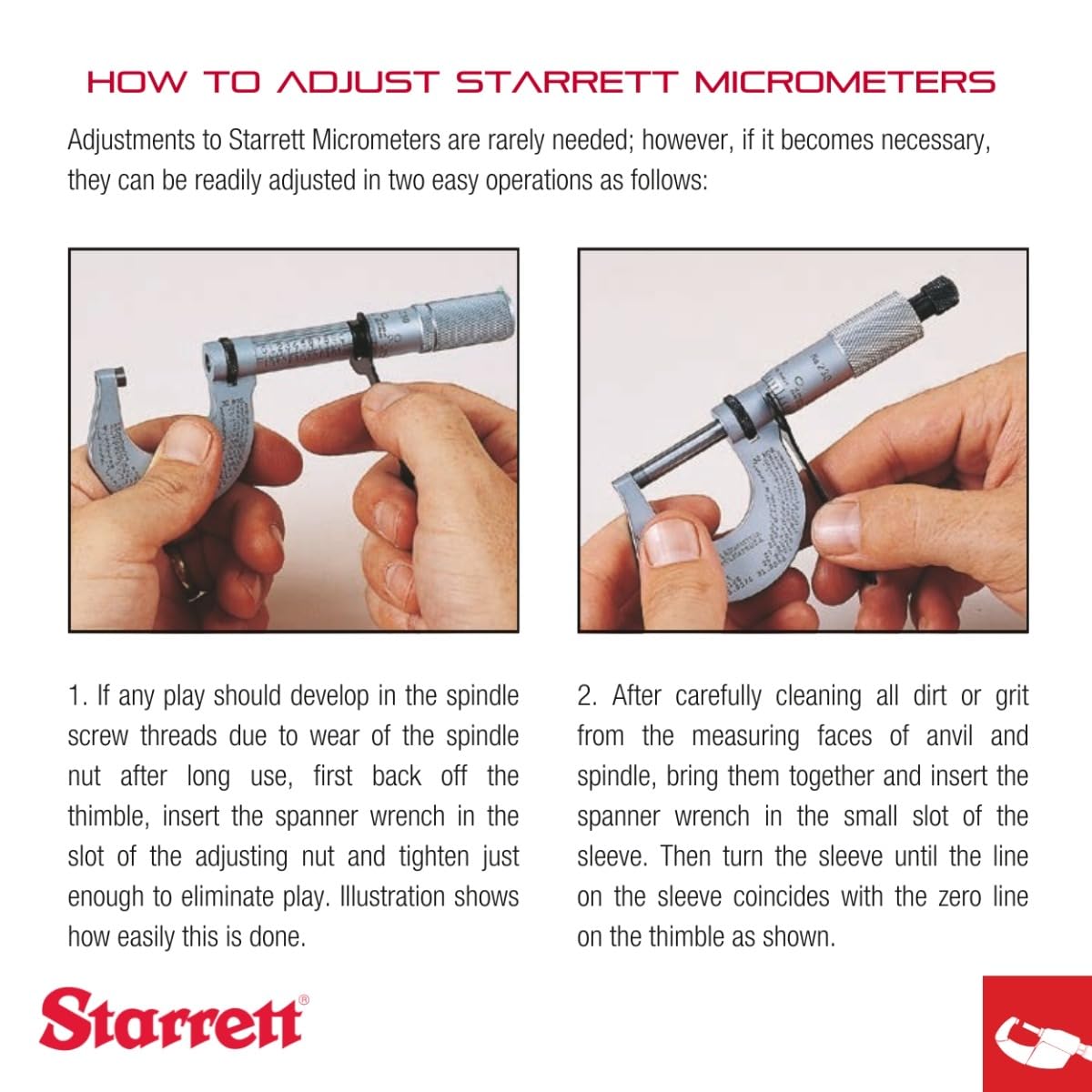 Starrett Outside Micrometer with One-Piece Spindle, Satin Chrome Finish and Advanced Sleeve Design - Graduation - 436.1XRL-2