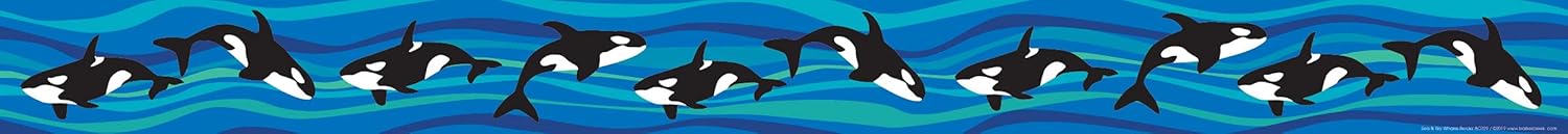 Barker Creek Double-Sided Border, Sea & Sky Whales, Trim Out Bulletin Boards and Create Colorful Displays with 70' of