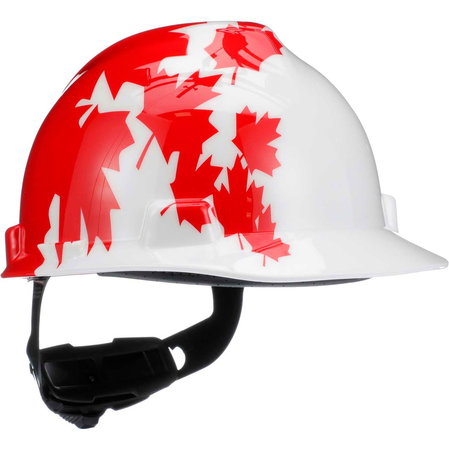 MSA Safety Works 641817004159 Patriotic Hardhat Canadian White With Red Maple Leaf Standard Cap