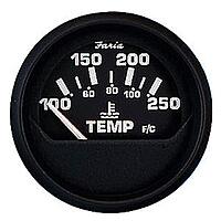 Faria 12812 Euro Water Temperature Gauge (100-250°F) - 2", Black