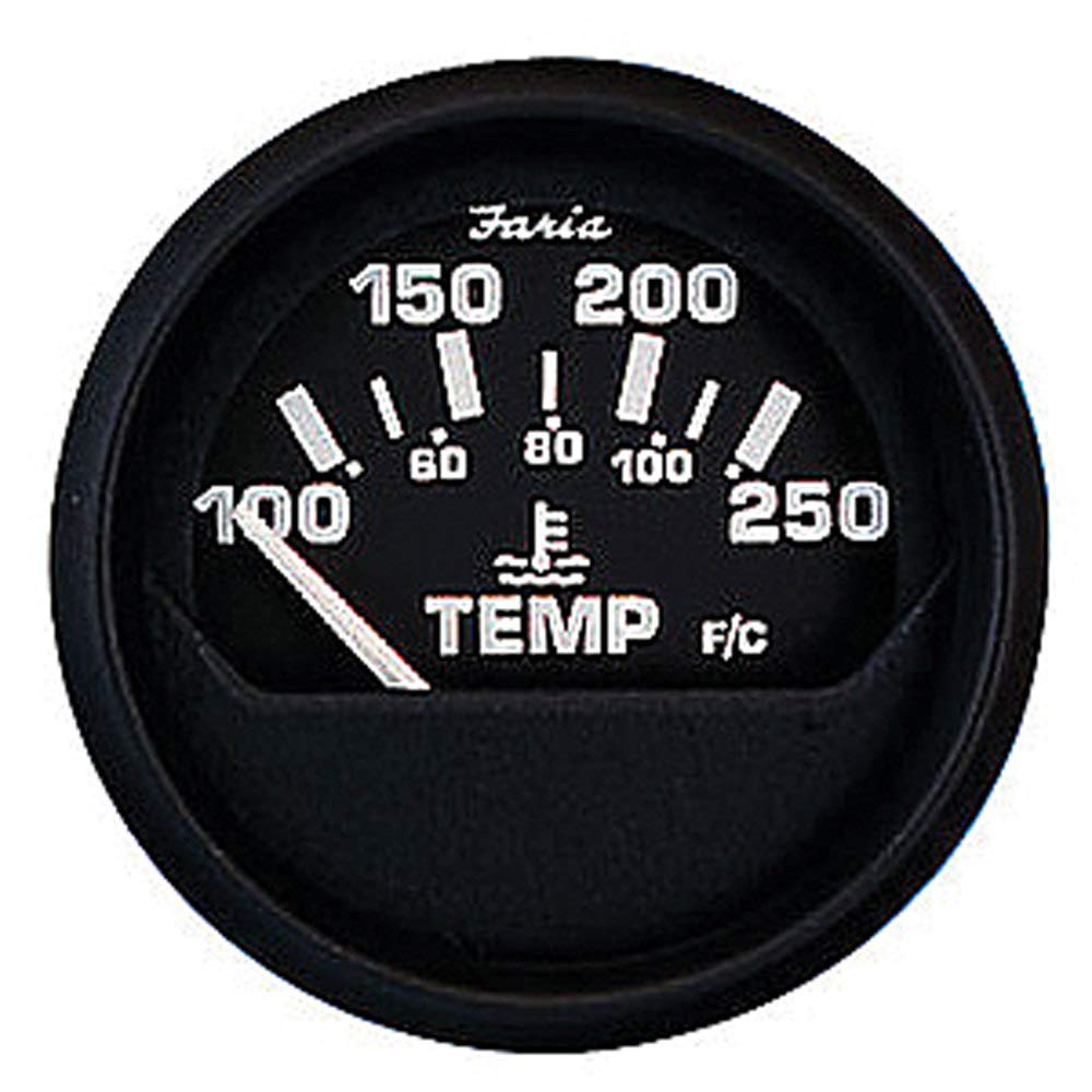 Faria 12812 Euro Water Temperature Gauge (100-250°F) - 2", Black