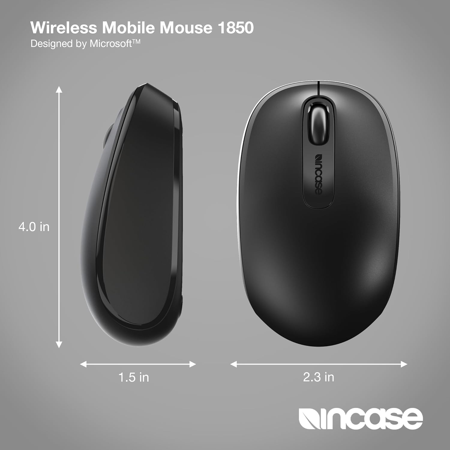 Incase Wireless Mobile Mouse 1850 – Designed by Microsoft – Compact, Comfortable, Right/Left Hand Use, 6-Month Battery Life