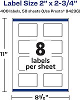 AVERY Matte White Rectangle Labels with Sure Feed Technology
