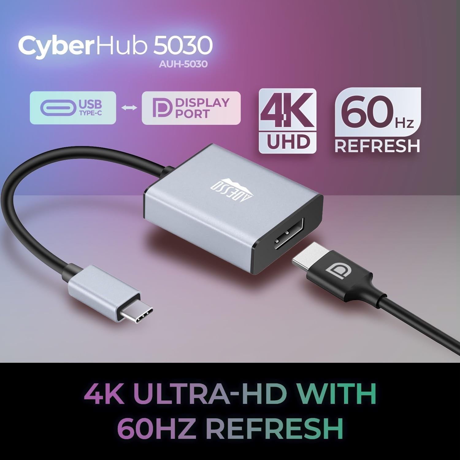 USB C to DisplayPort Adapter for Home Office (4K@60Hz), Aluminum Portable USB C Adapter for MacBook Pro, Air, iPad Pro
