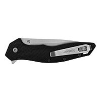 Kershaw Shoreline Folding Pocket Knife, All Purpose 3 inch Serrated Blade, Deep Carry Pocketclip, Black GFN Handle, Stonewashed Blade
