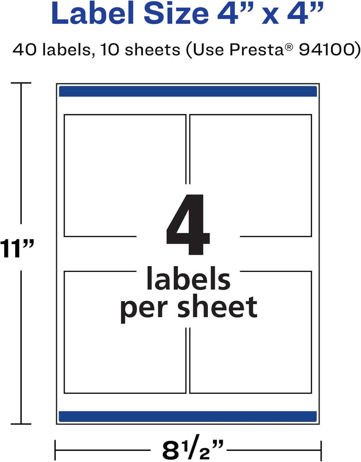 AVERY Durable Waterproof Square Labels, Sure Feed Technology, 4" x 4"