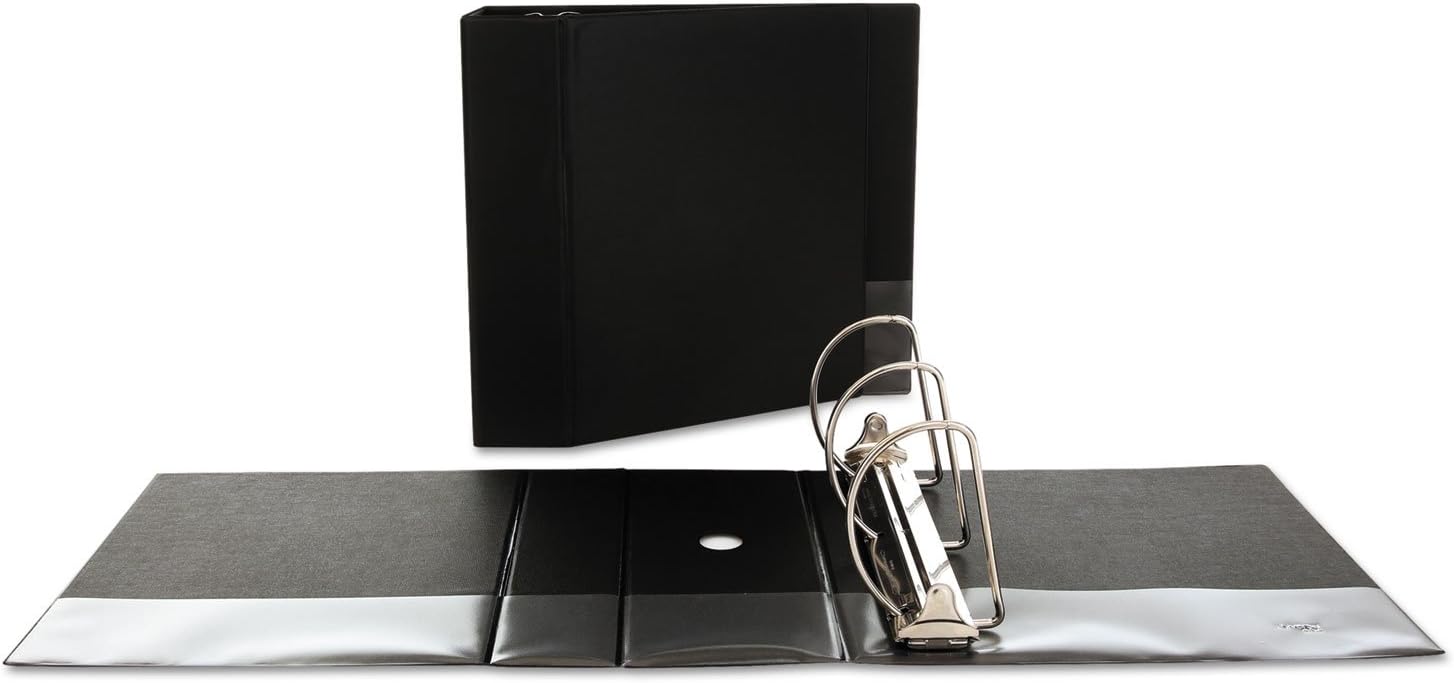 Universal D-Ring Binder, 5" Capacity, 8-1/2 x 11, Black, Reference Binder with Label Holder