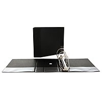 Universal D-Ring Binder, 5" Capacity, 8-1/2 x 11, Black, Reference Binder with Label Holder