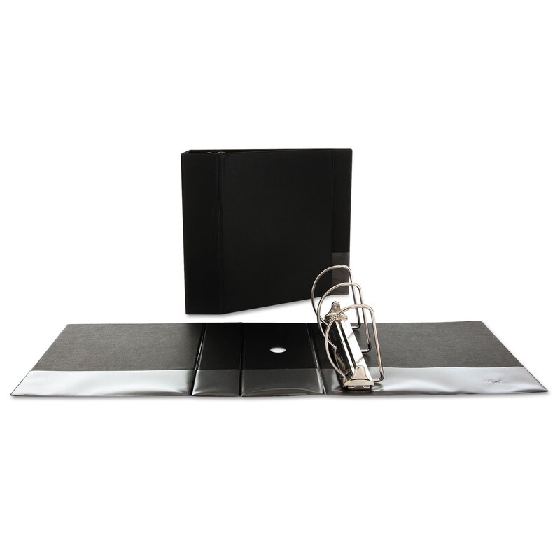 Universal D-Ring Binder, 5" Capacity, 8-1/2 x 11, Black, Reference Binder with Label Holder