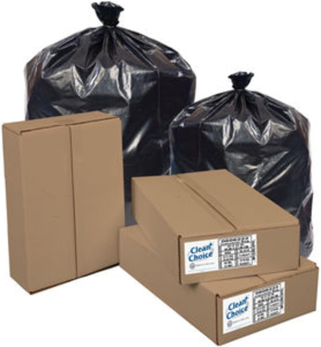 Repro Can Liners, 1.7-mil, 56 Gallons, Black, Pack of 100