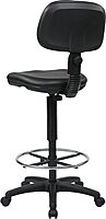 Office Star DC Series Adjustable Drafting Chair with Foot Ring and Sculptured Foam Seat, Black Vinyl