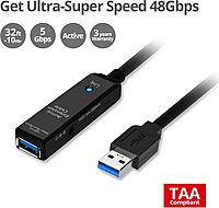 SIIG USB 3.0 Active Repeater Cable 33 Feet, USB Extension Cable for USB Flash Drive, Hard Drive, VR, Printer