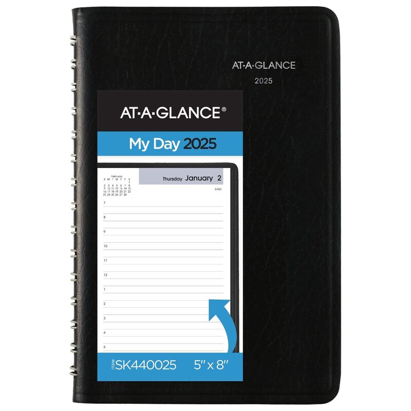 AT-A-GLANCE 2025 Appointment Book Planner, Daily, 5" x 8", Small, Hourly, DayMinder, Black (SK440025) 2025 New Edition Hourly