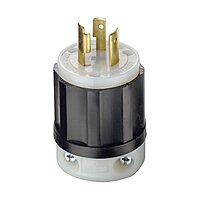 Leviton 2321 20 Amp, 250 Volt, NEMA L6-20P, 2P, 3W, Locking Plug, Industrial Grade, Grounding - Black-White One Size