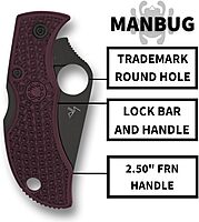 Spyderco Manbug Folding Pocket Knife with Micro-Melt PD#1 Steel Blade and FRN Handle - PlainEdge - MBBGBKP