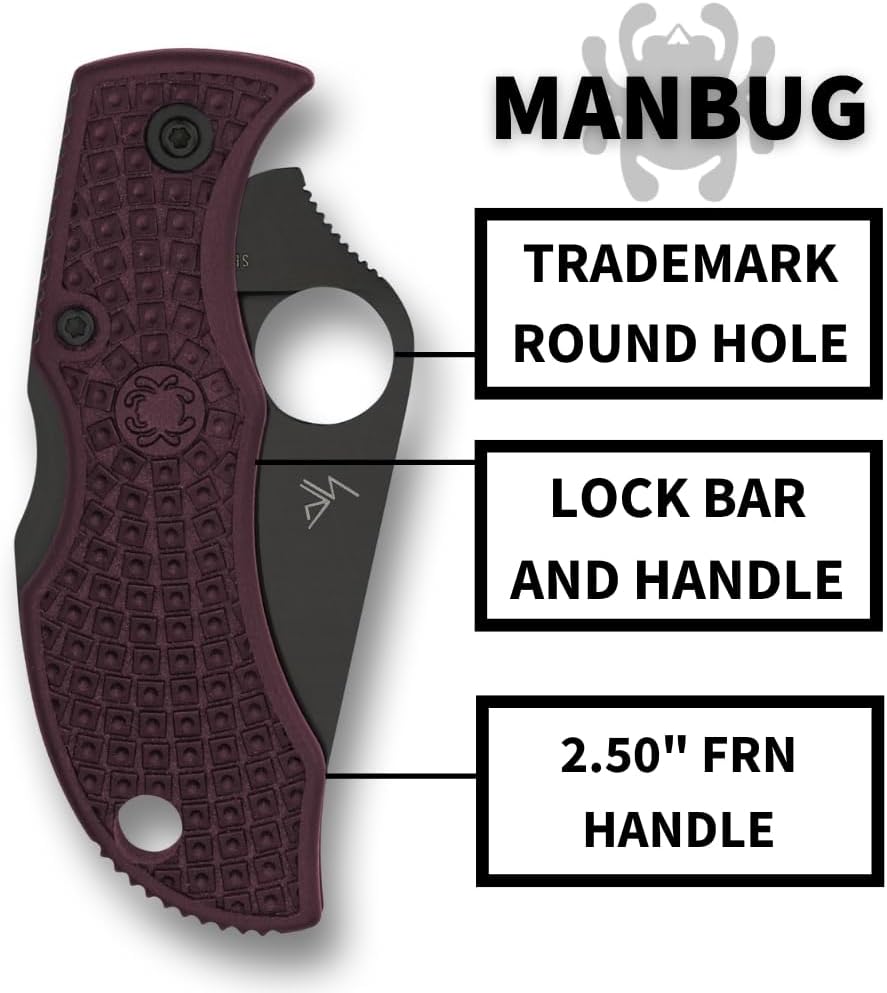 Spyderco Manbug Folding Pocket Knife with Micro-Melt PD#1 Steel Blade and FRN Handle - PlainEdge - MBBGBKP