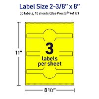 Avery Printable Wraparound Band Labels, Sure Feed Technology, 2-3/8" x 8", Neon Yellow