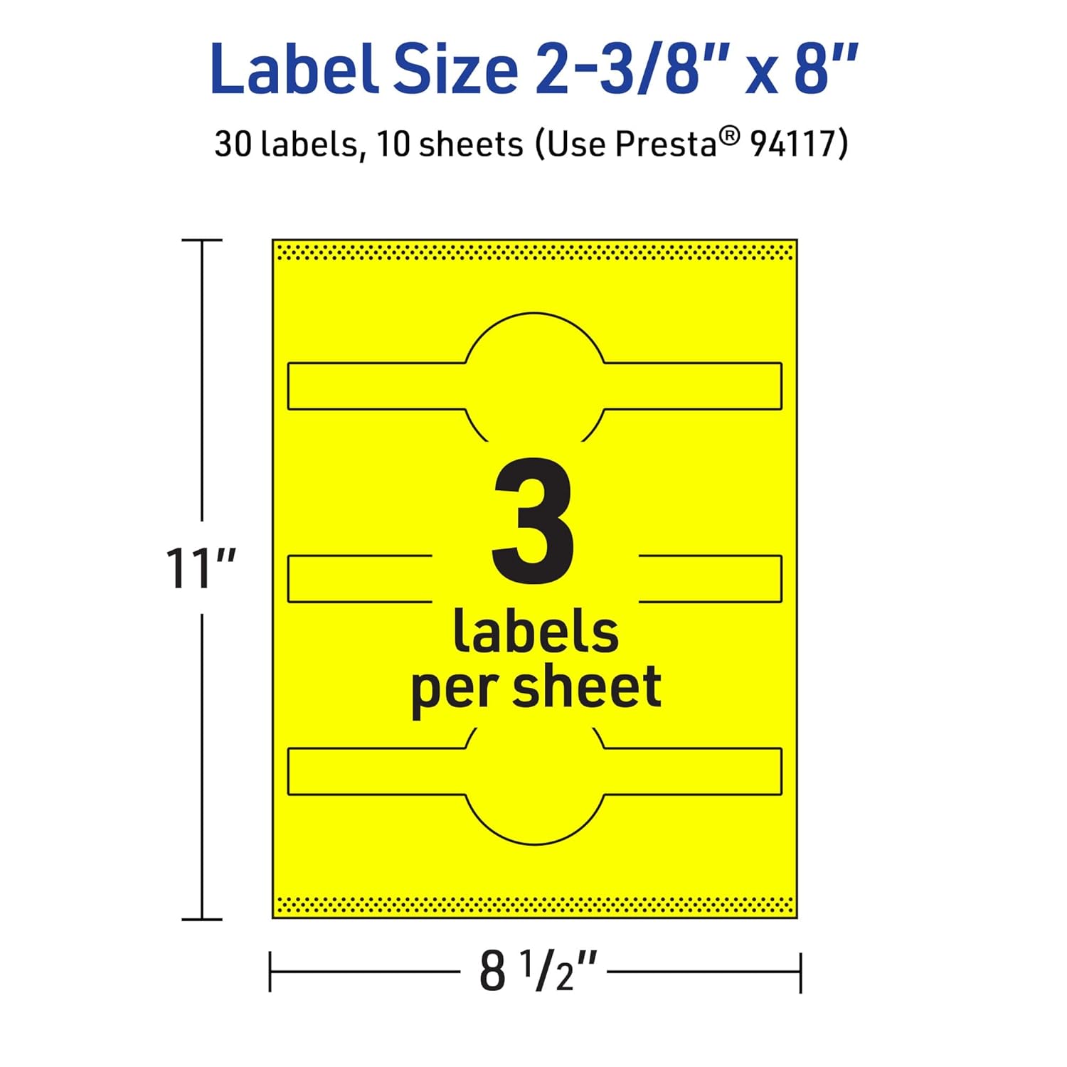 Avery Printable Wraparound Band Labels, Sure Feed Technology, 2-3/8" x 8", Neon Yellow