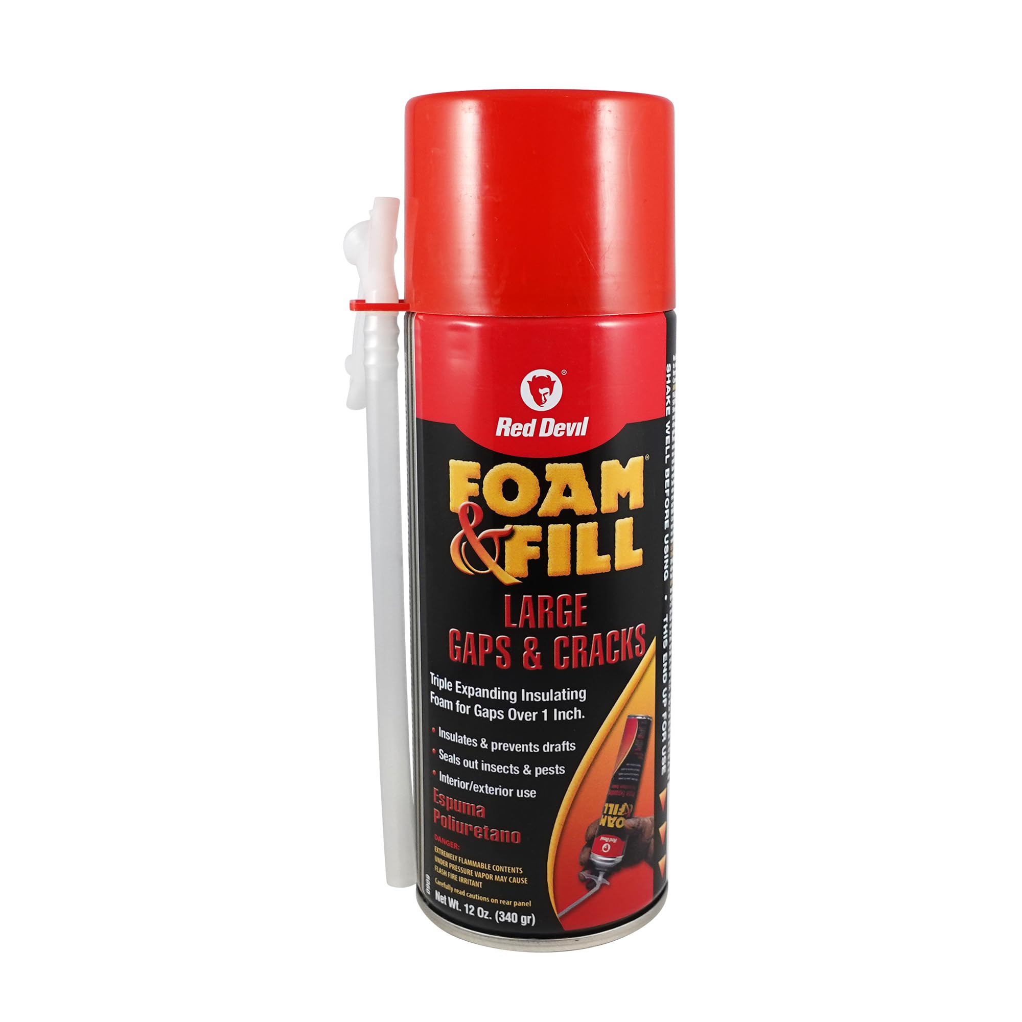 Red Devil 0909 Spray Foam, Fill Large Gaps & Cracks Expanding Insulation Polyurethane Foam Sealant, 12 Oz, Off White