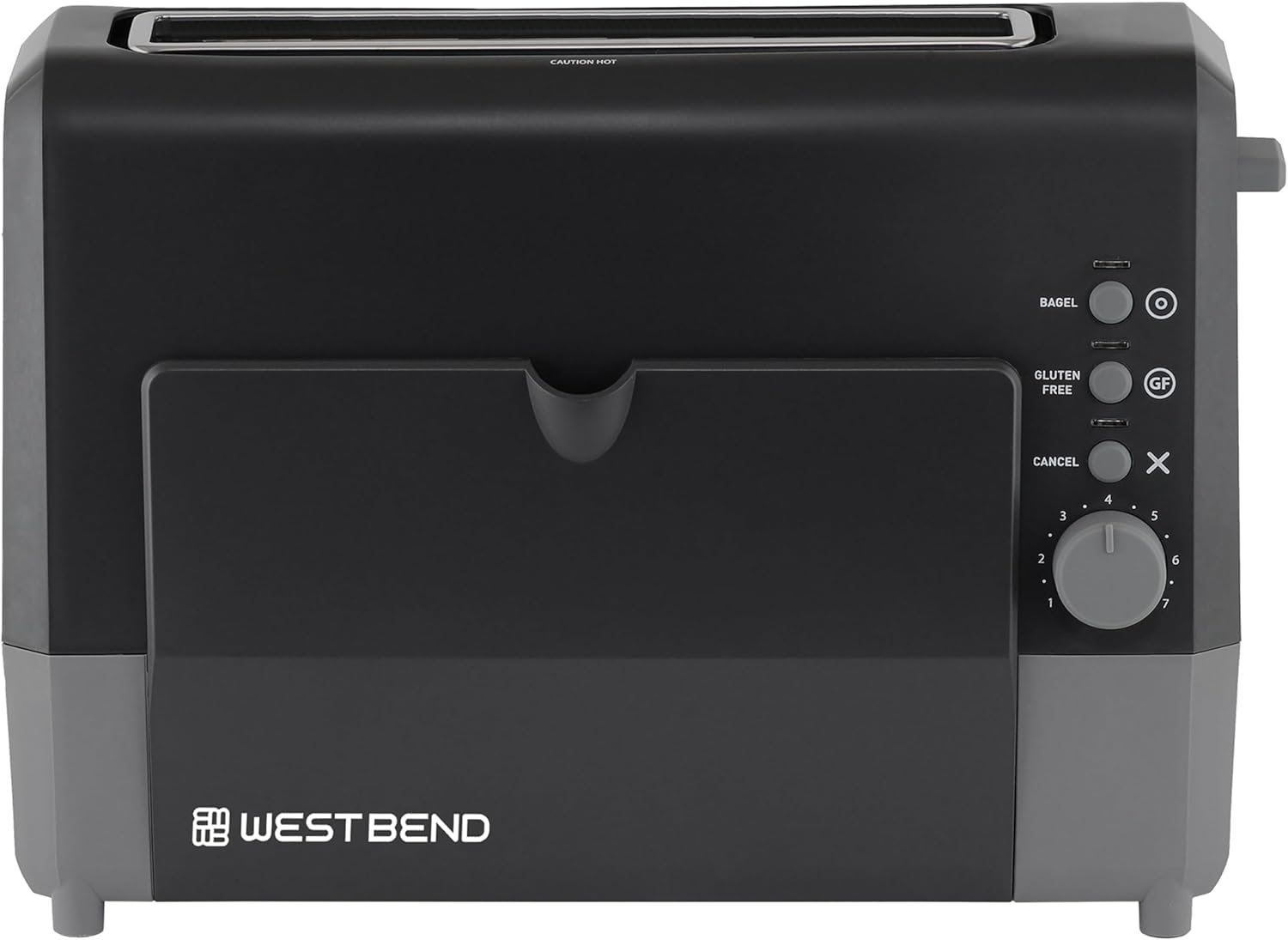 West Bend QuikServe Toaster, 2-Slice Wide-Slot Slide-Through Bread Toaster with Bagel and Gluten-Free Settings