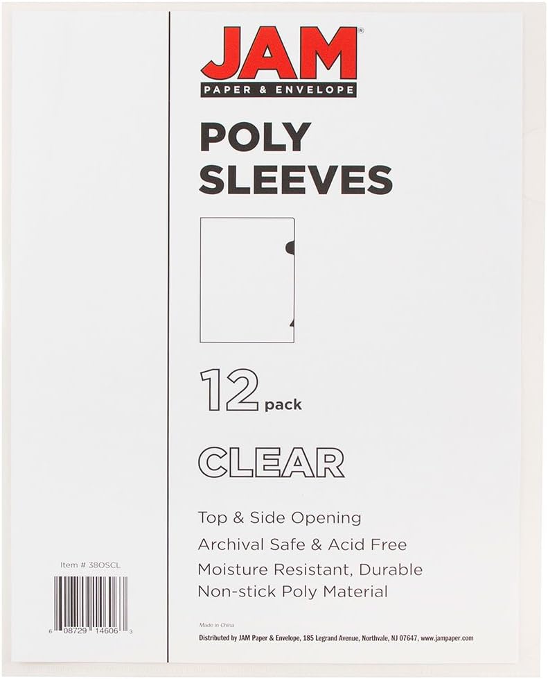 JAM PAPER Plastic Sleeves - Letter Size - 9 x 11 1/2 - Pack of 12