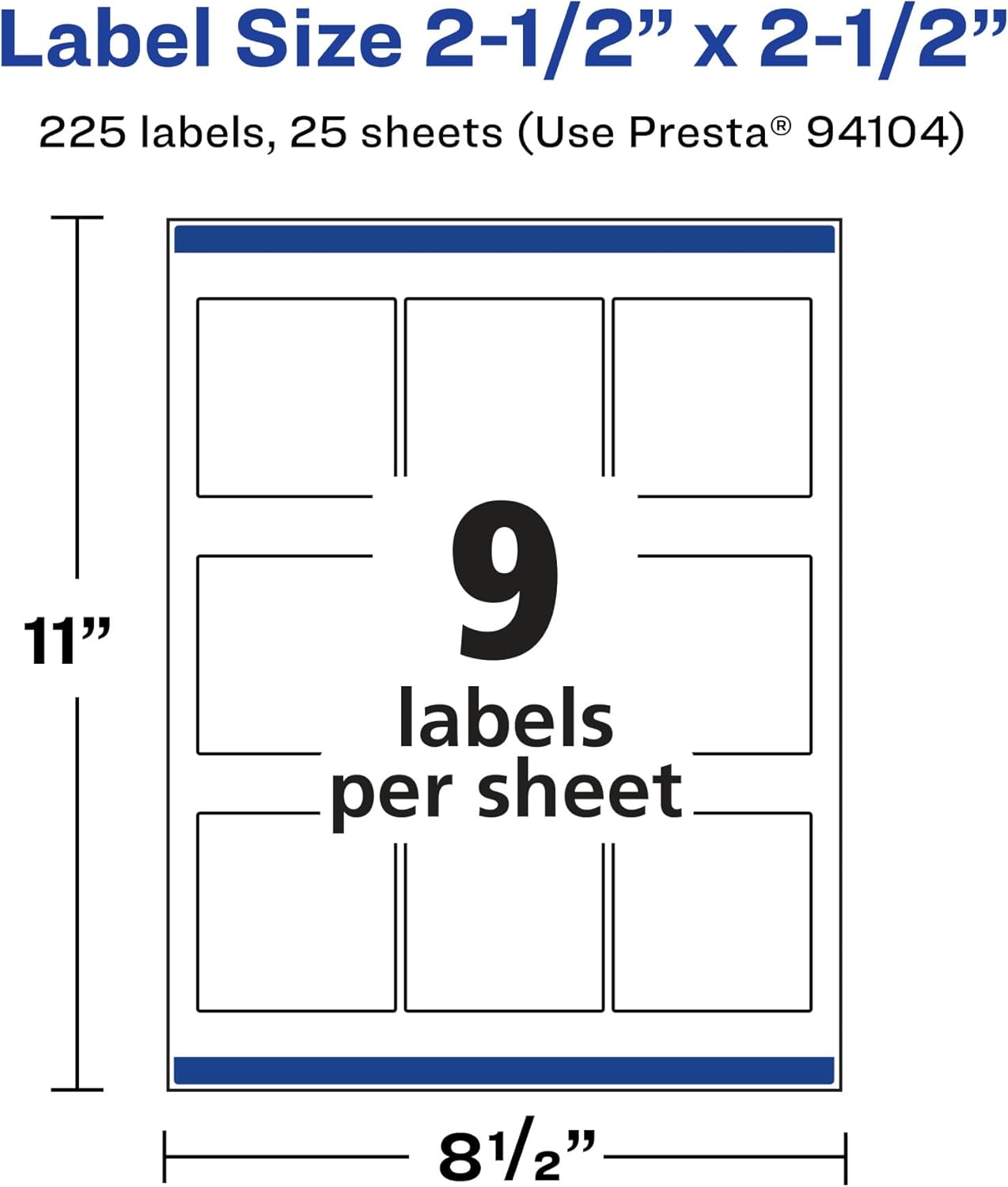 Avery Glossy Clear Square Labels, Sure Feed Technology, 2.5" x 2.5"
