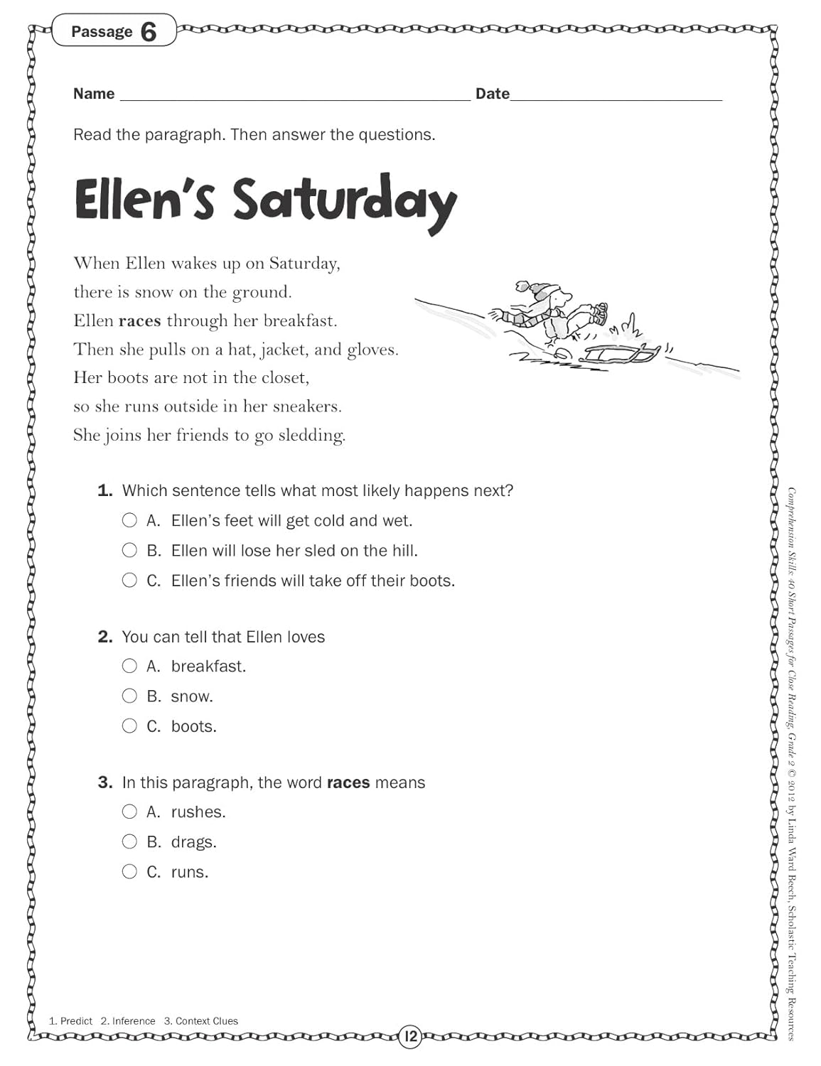 Comprehension Skills: 40 Short Passages for Close Reading: Grade 2