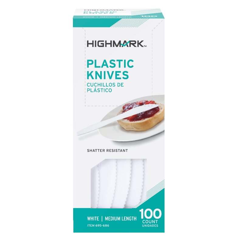 Highmark Medium-Length Polystyrene Knives, Pack Of 100, 11593