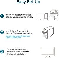 TP-Link Archer T2U 11AC USB WiFi Adapter - Dual Band 2.4G/5G AC600 Wireless Network Card, WiFi Dongle, Mini size