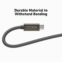 CODi 3ft USB-C to USB-C Braided Nylon Charging Cable | Fast Charge & Sync | Durable Aluminum Housing