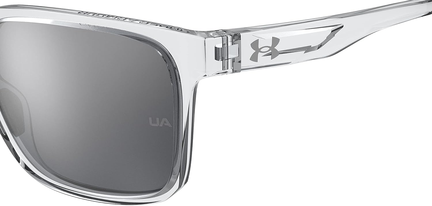 Under Armour Men's Ua Assist 2 Rectangular Sunglasses Crystal/Silver Multilayer 57 Millimeters