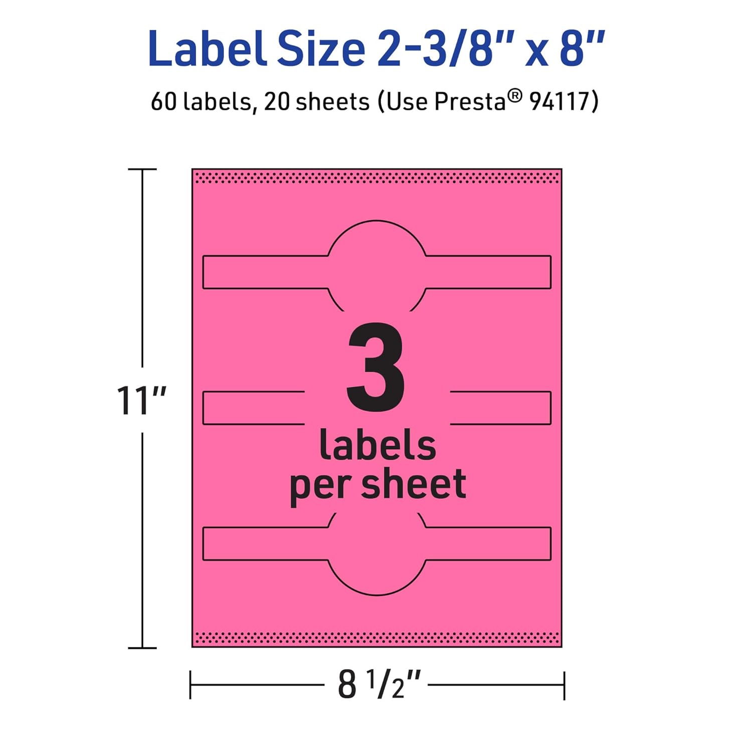 Avery Printable Wraparound Band Labels, Sure Feed Technology, 2-3/8" x 8", Bright Pink, Cigar Band Labels - 24B695
