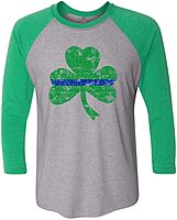 THIN BLUE LINE USA St. Patrick's Shamrock Raglan 3/4 Sleeve T-Shirt