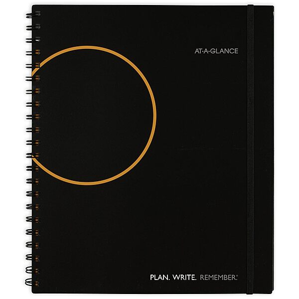 AT-A-GLANCE Planning Notebook, 8-1/2" x 11", Large, Undated with Reference Calendars, Plan. Write. Remember., Black (7062090525) 2025 Old Edition