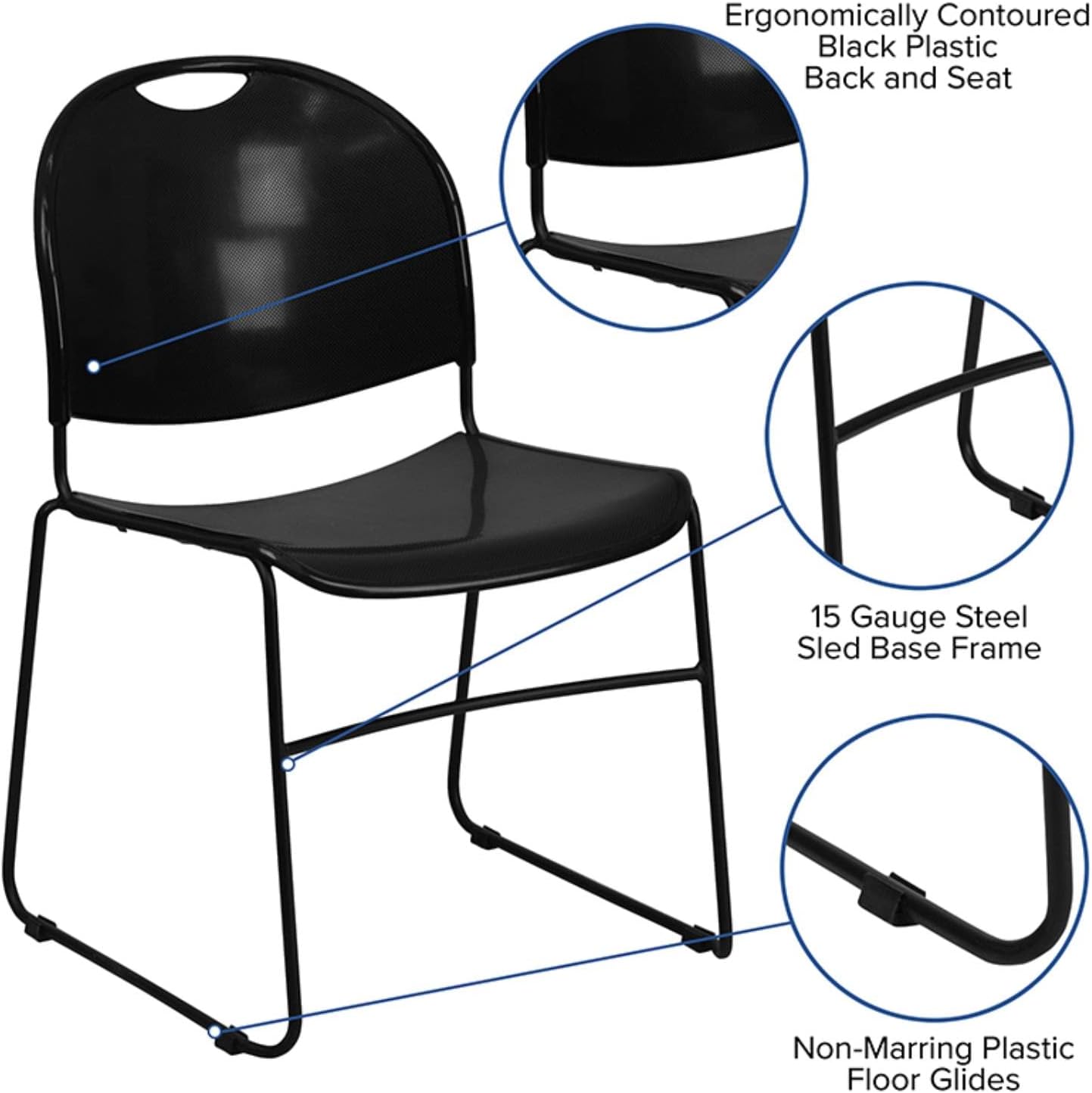 FLASH FURNITURE HERCULES Series 880 lb. Capacity Ultra-Compact Sled Base Stack Chair