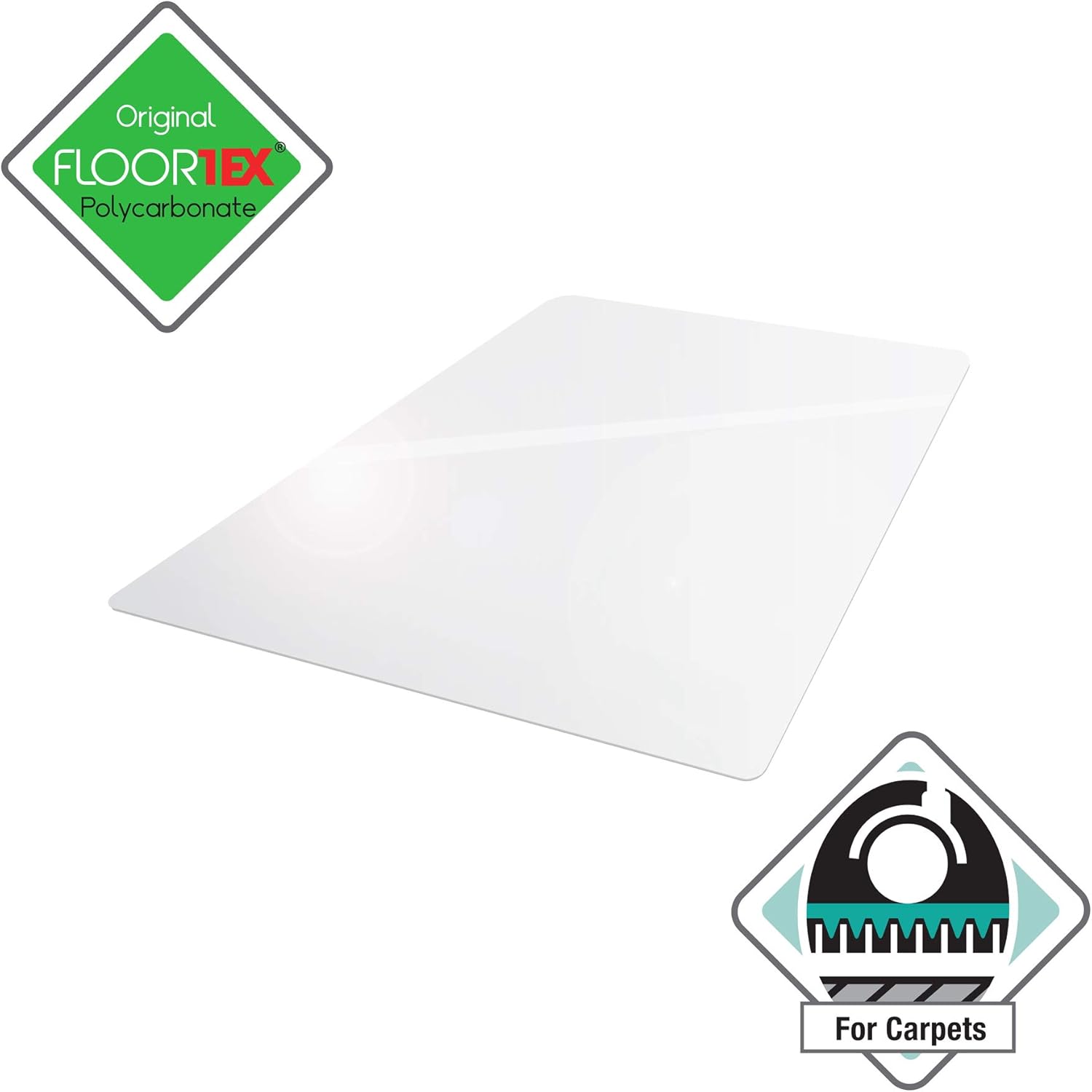 FLOORTEX Polycarbonate Rectangular Chair Mat for High/Thick Pile Carpets