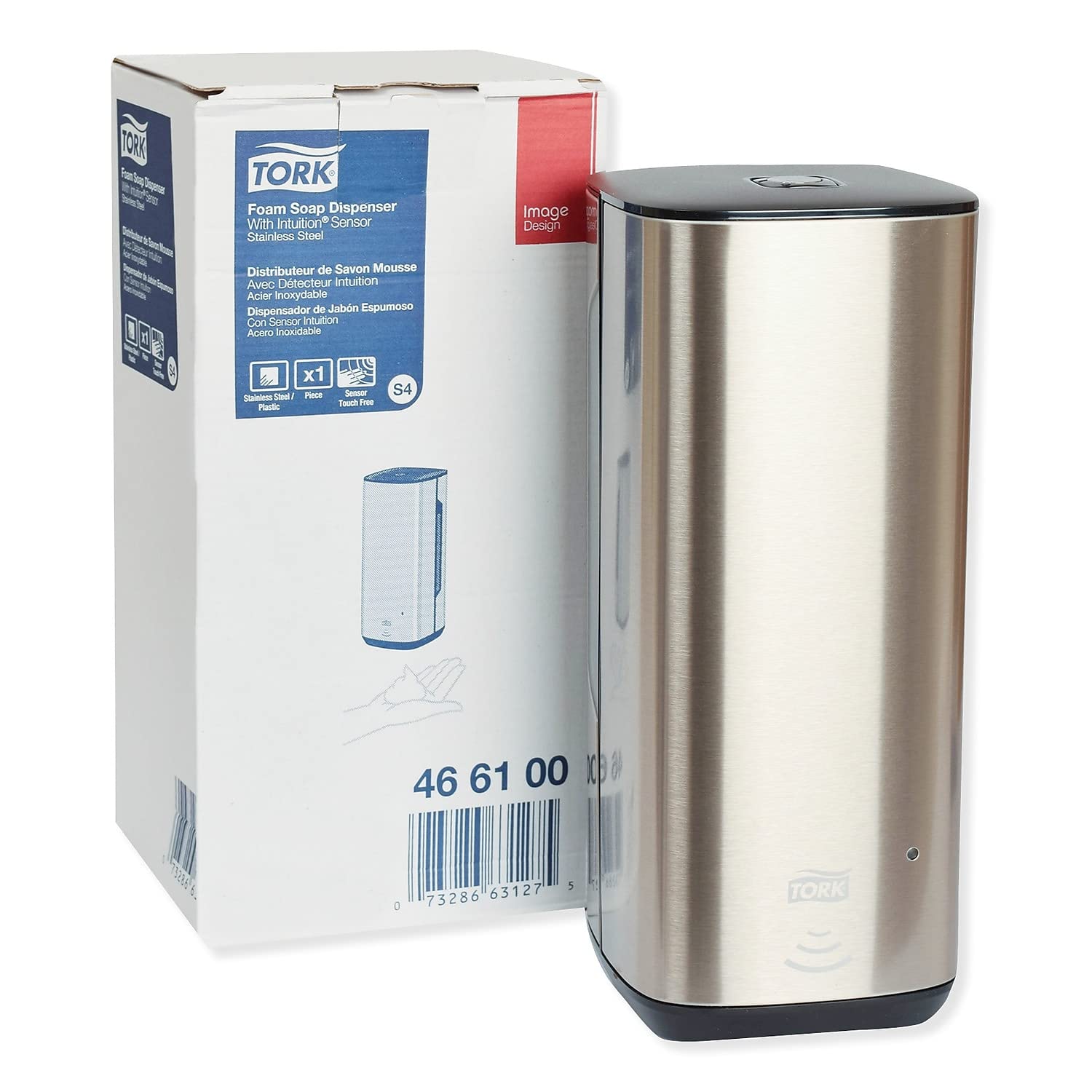 Tork Intuition™ Sensor Skincare Dispenser Stainless Steel S4, for Hand Soap and Hand Sanitizer, Image Range, 466100