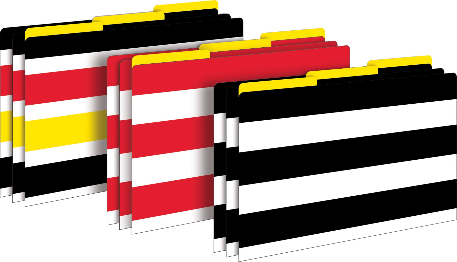 Barker Creek File Folders - Set of 9 Wide Stripes Legal Size Folders, 12pt Stock, Multi-Design Set, 1/3 Cut Tabs, Reversible