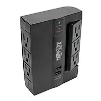 TRIPP LITE SWIVEL6 6-Outlet Surge Protector, 3 Rotatable Outlets, Direct Plug-In, Black