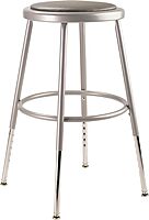 National Public Seating Grey Steel Stool With Vinyl Upholstered Seat Adjustable, 19" x 27"