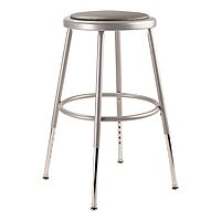 National Public Seating Grey Steel Stool With Vinyl Upholstered Seat Adjustable, 19" x 27"