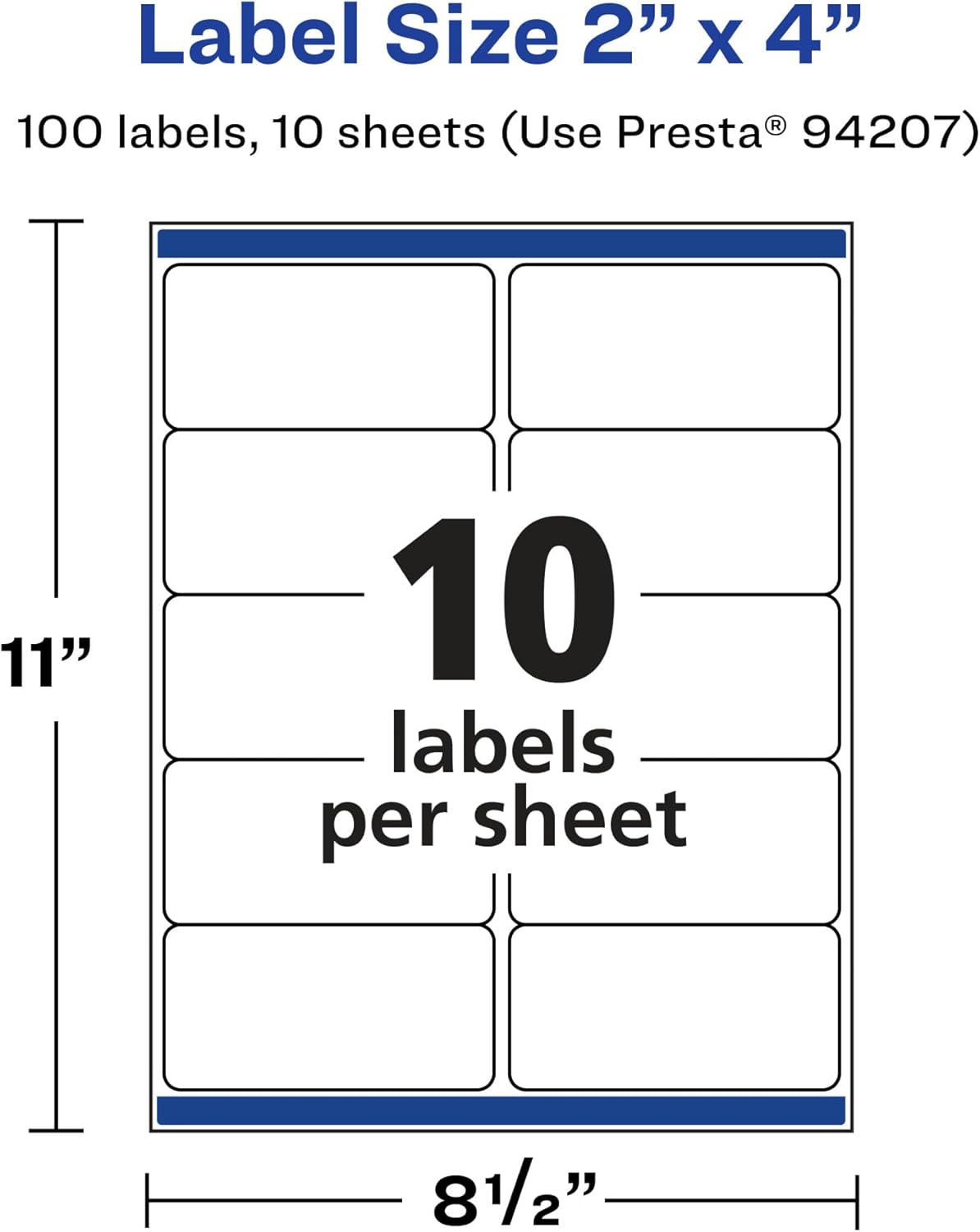 Avery Glossy Clear Rectangle Labels, Sure Feed Technology, 2" x 4", 100 Glossy Clear Labels
