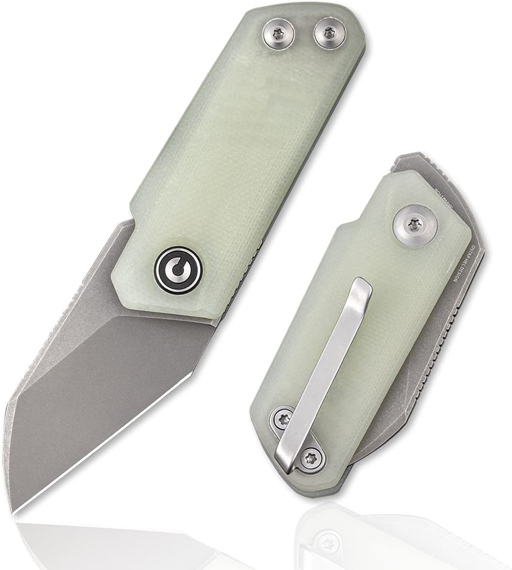 CIVIVI Ki-V Front Flipper Pocket Knife, Double Detent Slip Joint Small Folding Knife with Deep Carry Pocket Clip For Easy