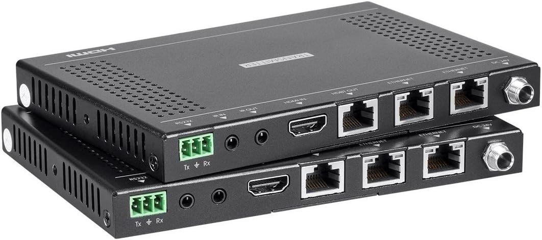 Monoprice 4K Pro HDBaseT Extender Kit, 100 Meters with PoH, RS232, HDCP 2.2, Black - Blackbird Series