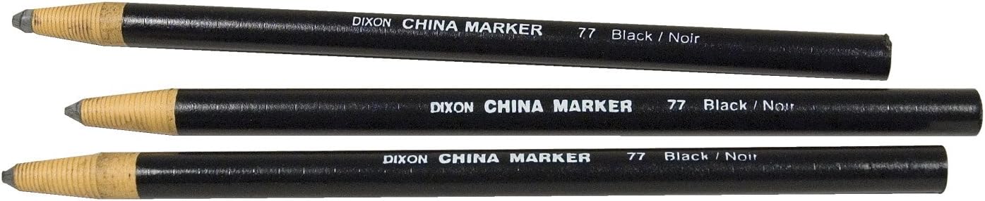 Dixon Phano China Markers, Black, Box Of 12