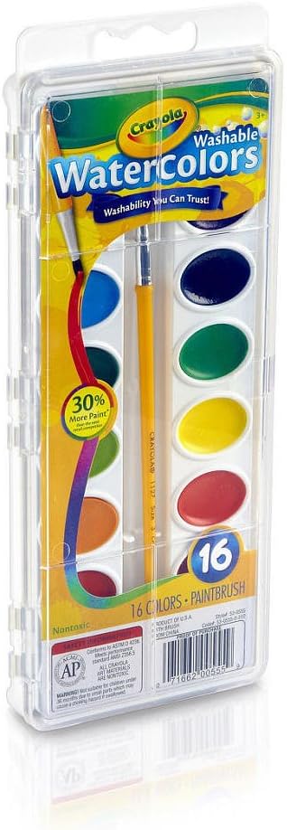 Crayola Watercolor Set, 1 Oz, Assorted Colors, 16 Paints Per Set, Pack Of 6 Sets